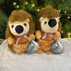 NWT Lot of 2 Plush Stuffed Hedge-a-Roo‎ Hedgehogs with Ribbons and Tags